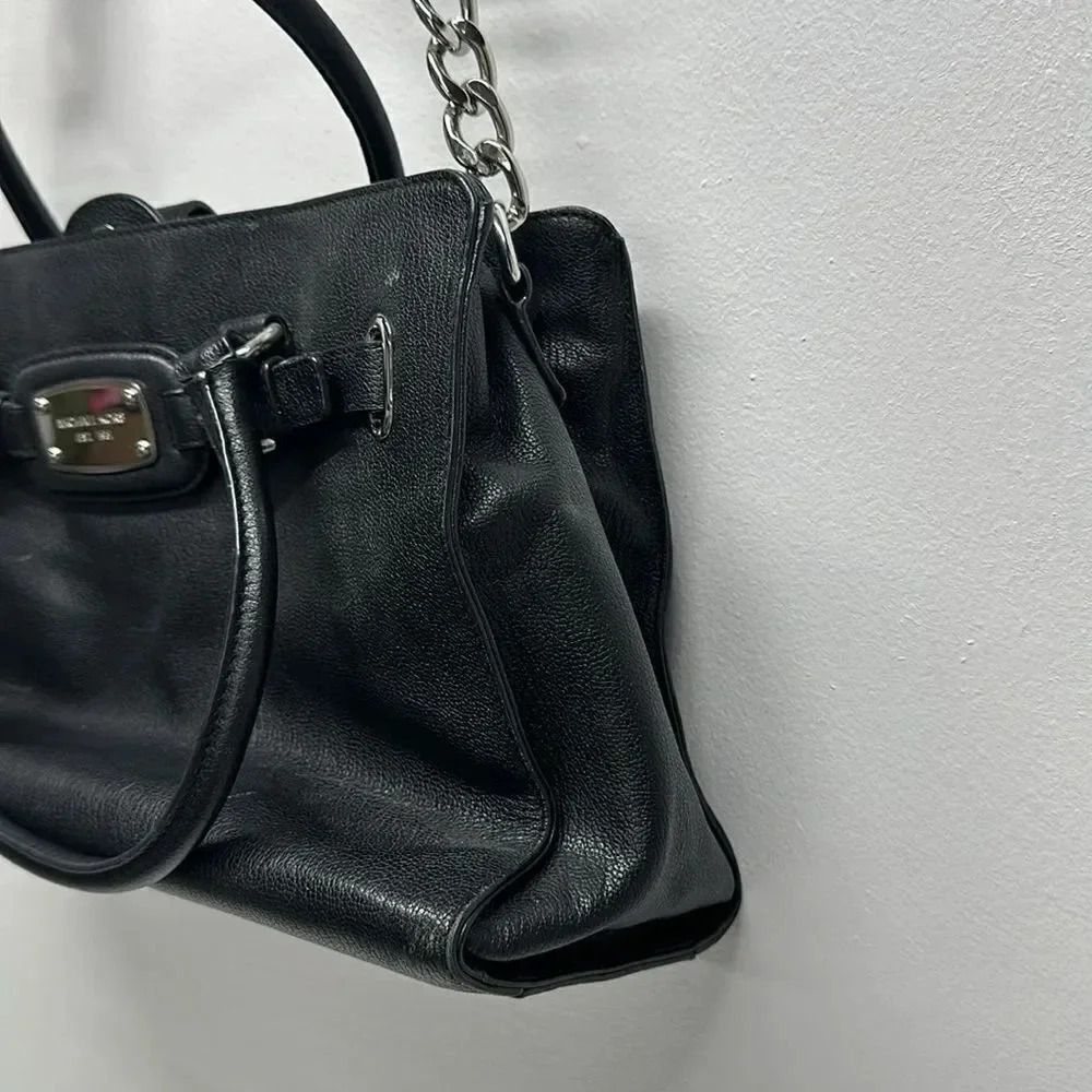 Michael Kors Hamilton East West Handbag Purse Crossbody Bag Leather Black Large - Picture 5 of 17